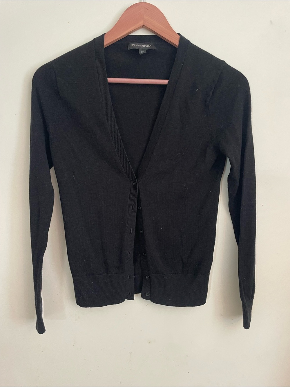Banana Republic Black V-Neck Button-Up Cardigan
